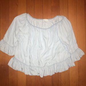 Off The Shoulder Denim-Colored Blouse